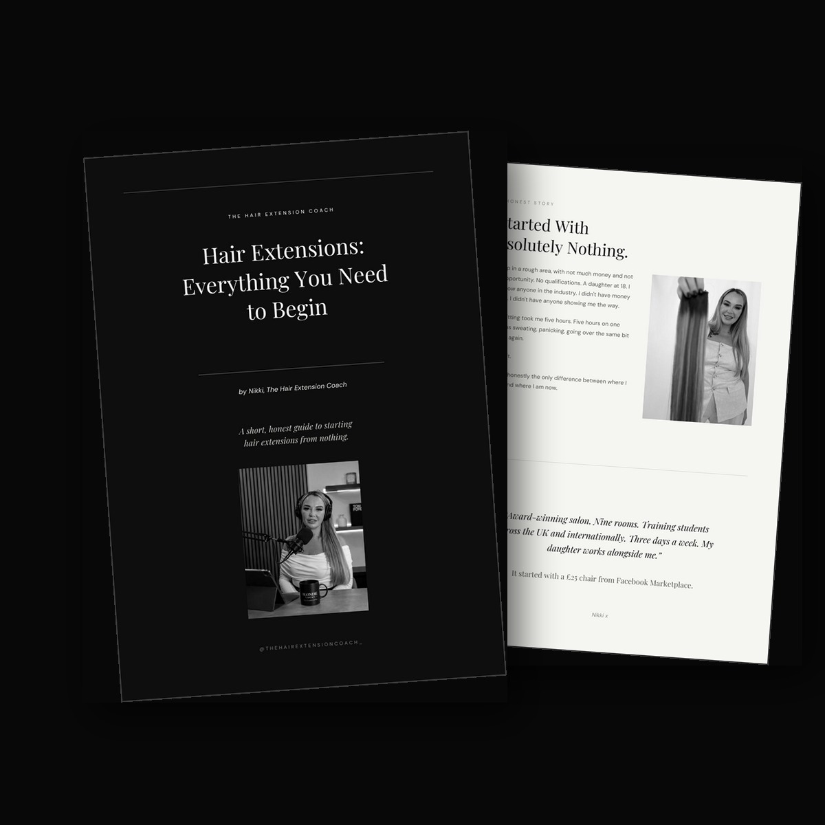 The free Get Started Guide, Hair Extensions: Everything You Need to Begin, shown as a printed booklet