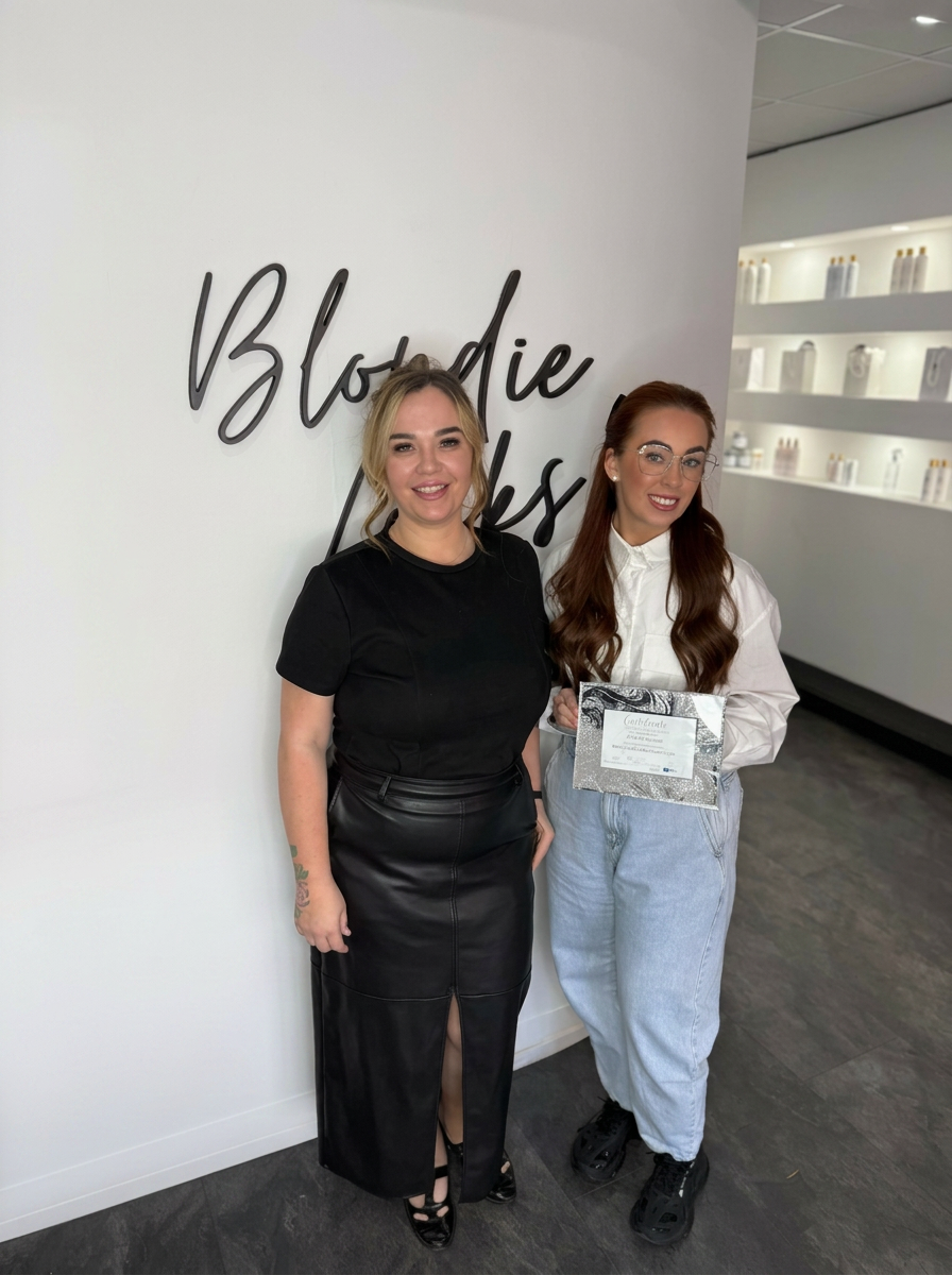 Nikki with a newly certified Hair Loss Pro Academy student